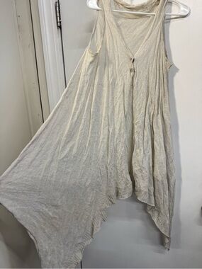 Sleeveless Cream V-Neck Flowy Women's Vest Top Kimono Duster Shawl Vest